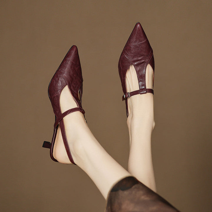 Tacones Altos de Cuero Noir Auténtico