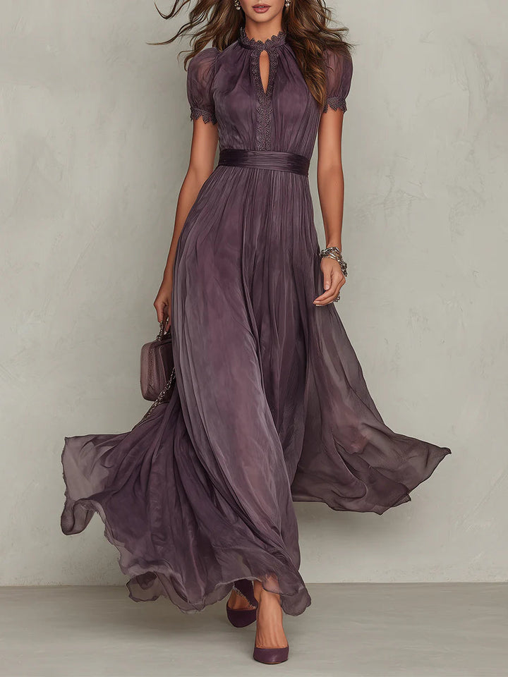 Flavia - Vestido largo violeta con escote en forma de llave para Mujer