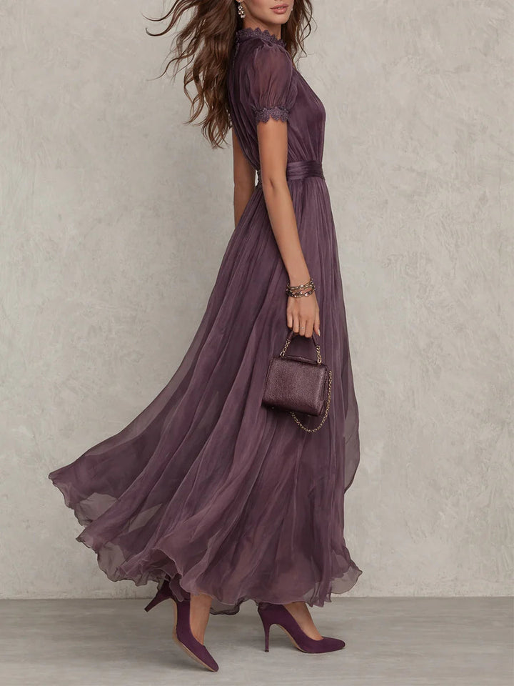 Flavia - Vestido largo violeta con escote en forma de llave para Mujer