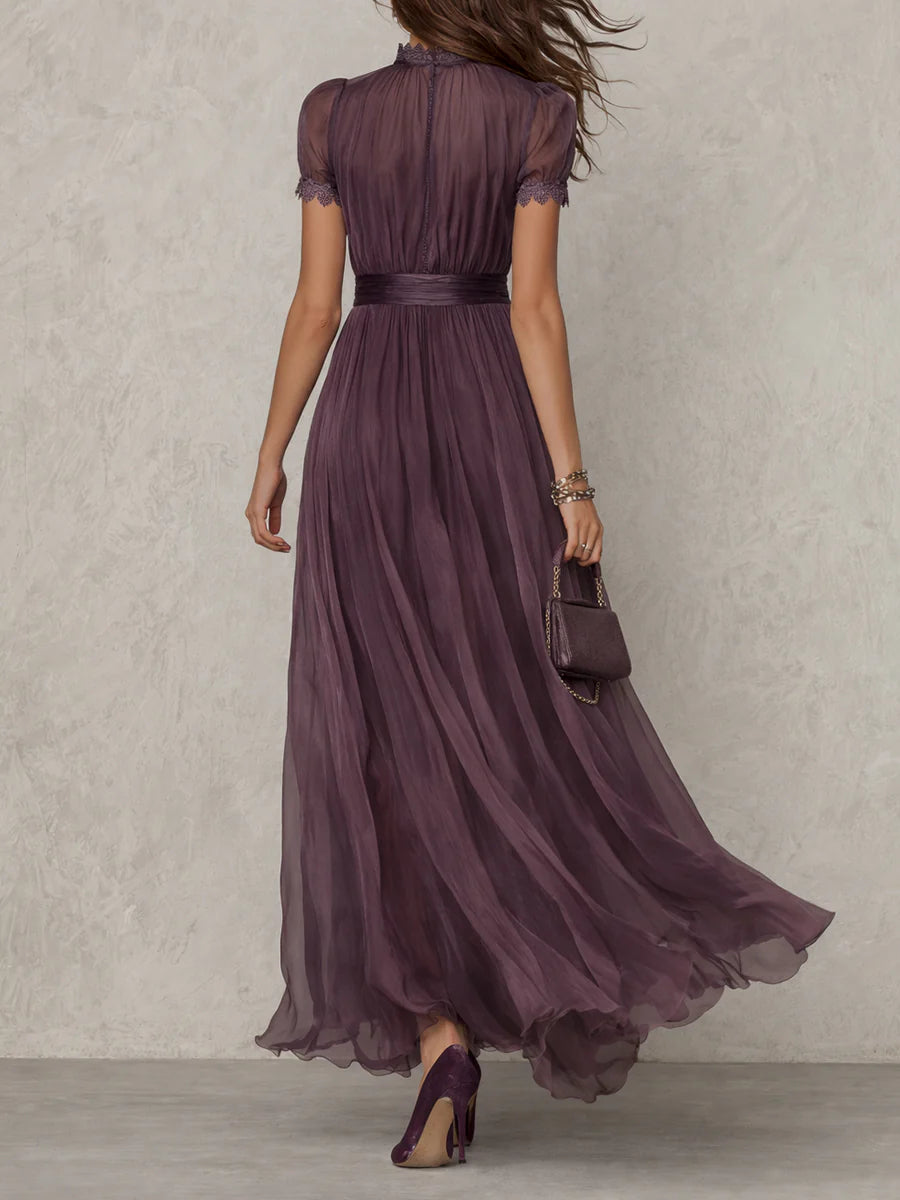 Flavia - Vestido largo violeta con escote en forma de llave para Mujer