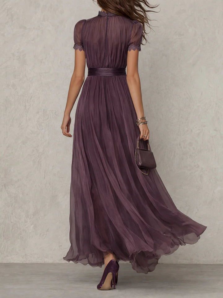 Flavia - Vestido largo violeta con escote en forma de llave para Mujer