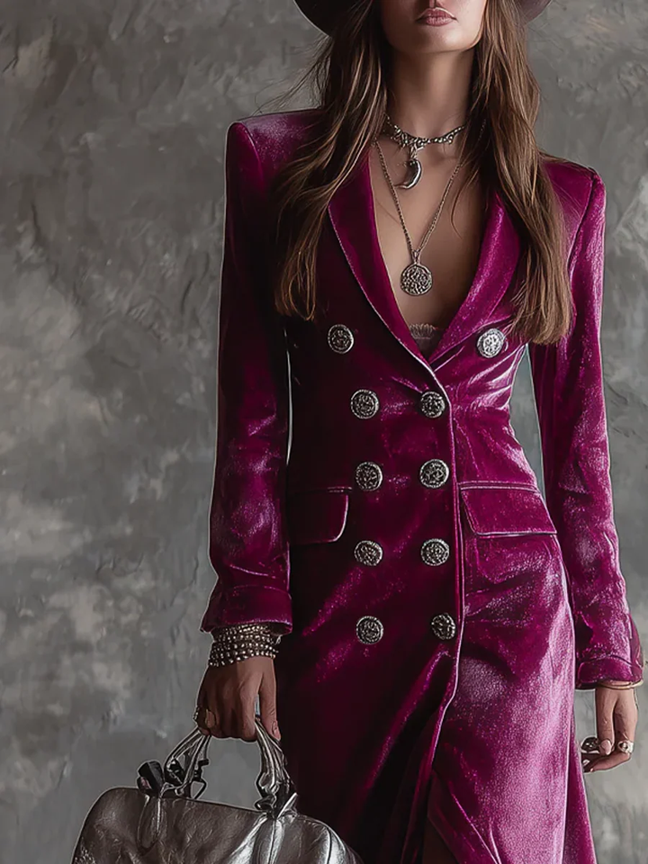 Vera | Vestido Blazer de Terciopelo Maxi